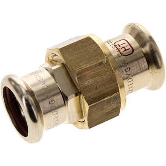 Perskoppeling wartelmoer - 22mm Persmof - Koperlegering Vlakke Afdichting