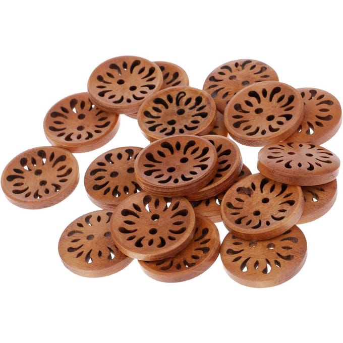 20 stuks handgemaakte holle patroon 2 gaten houten knoppen voor het naaien van veel 23mm bruin