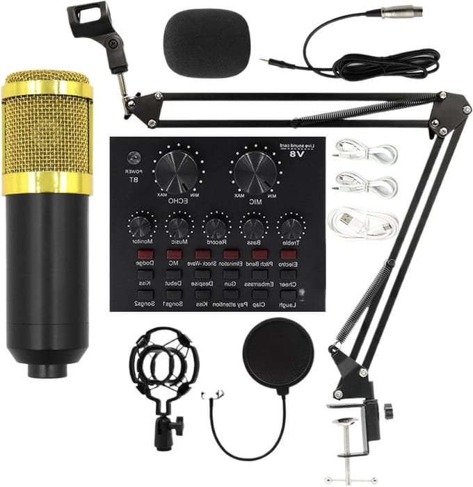 Streaming Microfoon Set - Opname Studio - Live Streamen - Plug and Play - 42 cm - Goud