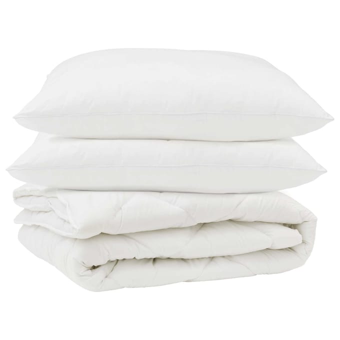 vidaXL - Dekbed - met - kussen - 3 - st - Wit - Microvezel
