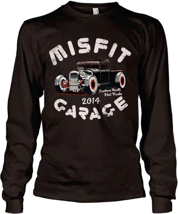 Misfit Garage Longsleeve shirt -S- Power Pick Zwart