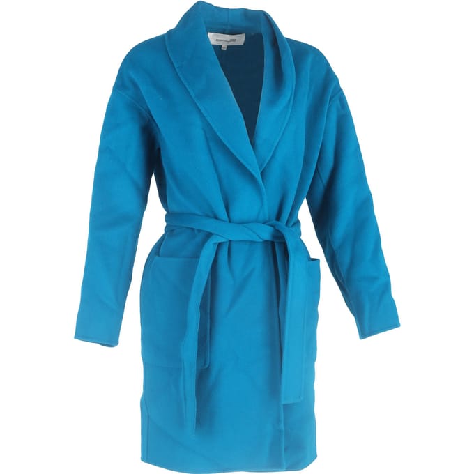 Diane von Furstenberg Vilt Long Coat in Blauw Wol