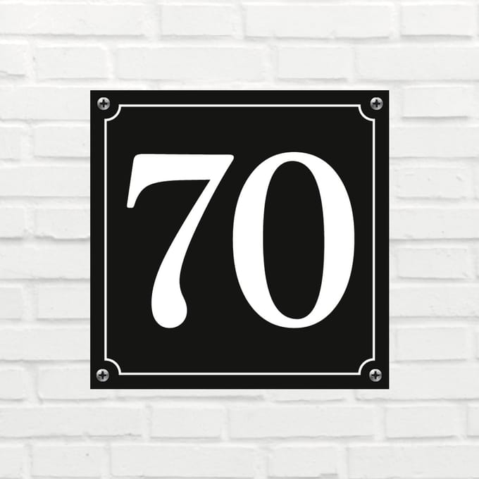 Huisnummerbord Mat zwart Deluxe - Nummer 70 - incl. bevestiging
