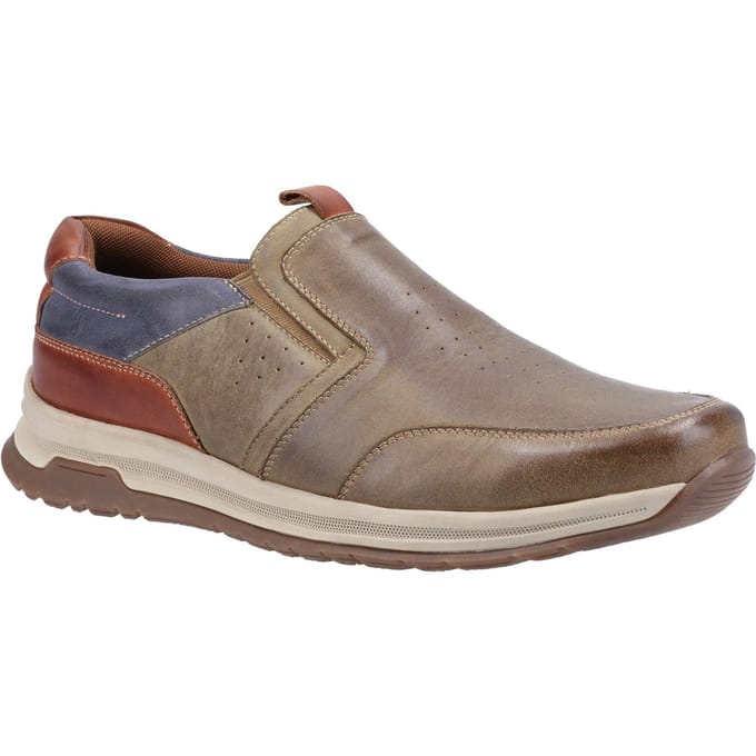 Hush Puppies Heren Cole lederen vrijetijdsschoenen (Khaki/Navy/Tan)