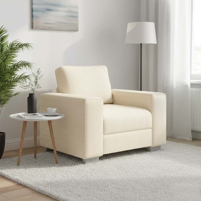 vidaXL - Sofastoel - Crème - 100x77x82 - cm - Corduroy - Stof
