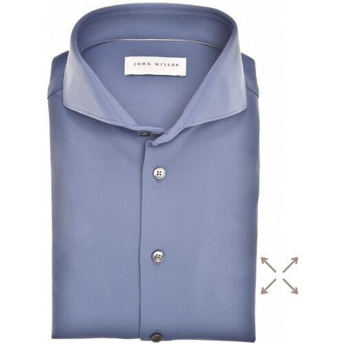 John Miller Overhemd Plain Hyperstretch Comfort Shirt Midden Blauw / male