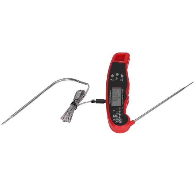 Barbecue Thermometer Dubbele Sondekop LCD Display Makkelijk Op te Bergen Digitale Vleesthermometer voor Thuis rood