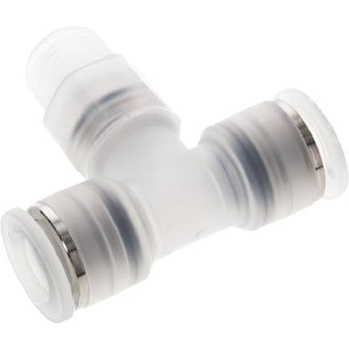 12mm x R3/8'' inline T-stuk PA Insteekfitting Buitendraad FDA Draaibaar EPDM