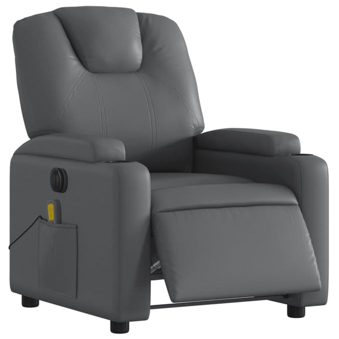 vidaXL - Massagestoel - verstelbaar - elektrisch - kunstleer - grijs