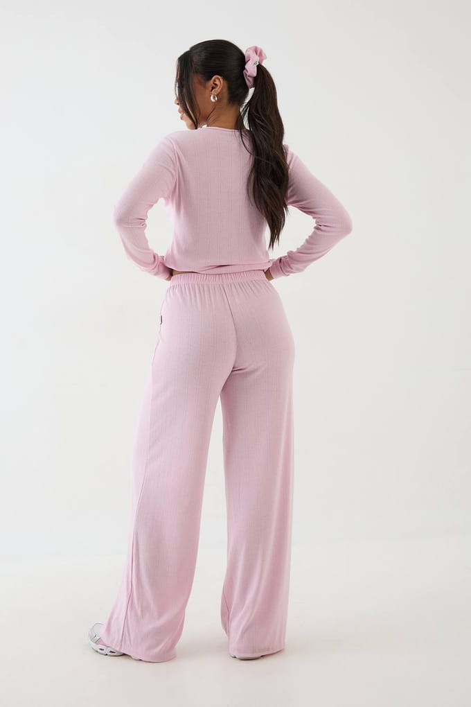 Dames Dsgn Studio Pointelle Wijde Pijpenbroek | Lichtroze | Maat: Medium