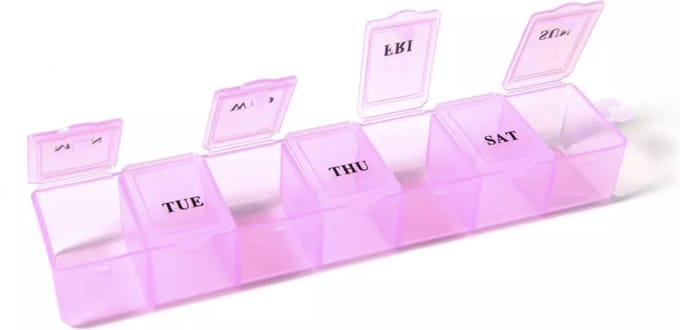 Pillendoos - 7 vakken - 7 dagen - Pillendoos voor 1 week - Roze - IXEN