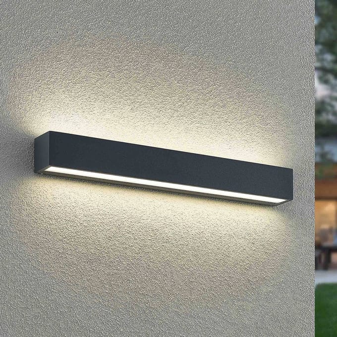 Arcchio LED wandlamp Lengo, 50 cm, 2-lamps, antraciet, CCT
