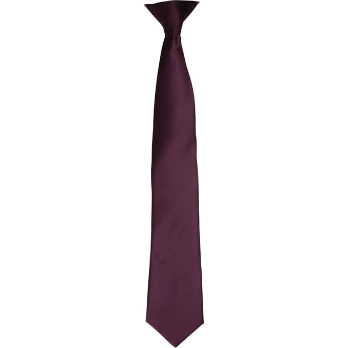 Premier Kleuren Heren Satin Clip Tie (Aubergine)
