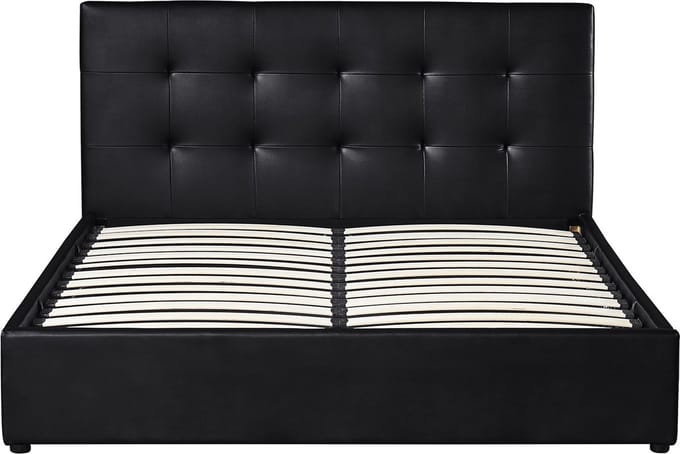 Interiax Morris Bed - Zwart PU leder - 160x200 cm - Inclusief Opbergkoffer