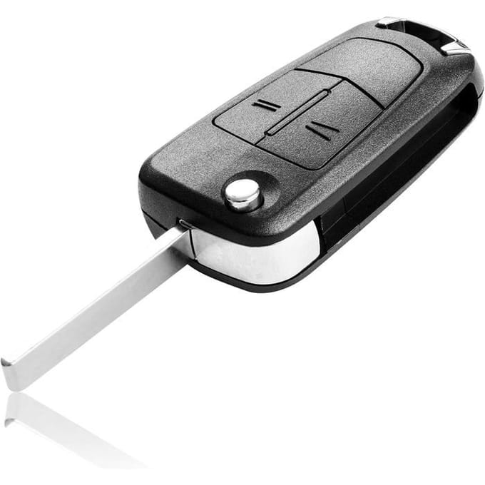 Coque Clé Télécommande Opel Corsa Astra | 2 Boutons Pliable Sans Lame de Rechange Label black