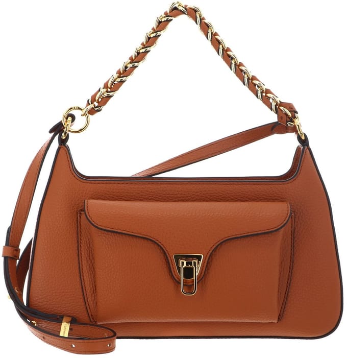 COCCINELLE Leren schoudertas Beat Generatio Shoulder Bag Crab Lichtbruin