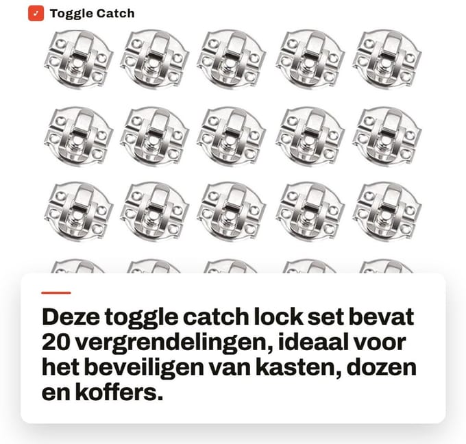 Dailygoods - Toggle Catch Lock 20 Stuks voor Kasten en Dozen