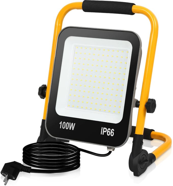 LED Bouwlamp met Statief - 100W 6000K Koud Wit - Werklicht - Buitenlamp - IP66 Waterdicht