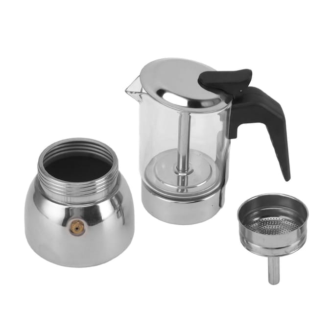 Glazen Bovenkant Kookplaat Moka Pot Elektrische Kookplaat Moka Pot met Roestvrijstalen Basis Klassiek Koffiezetapparaat 4 Cup white
