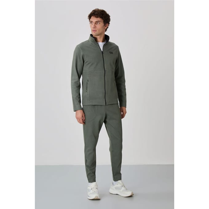 Heren Sweatshirt en Broek Set met Ritskraag