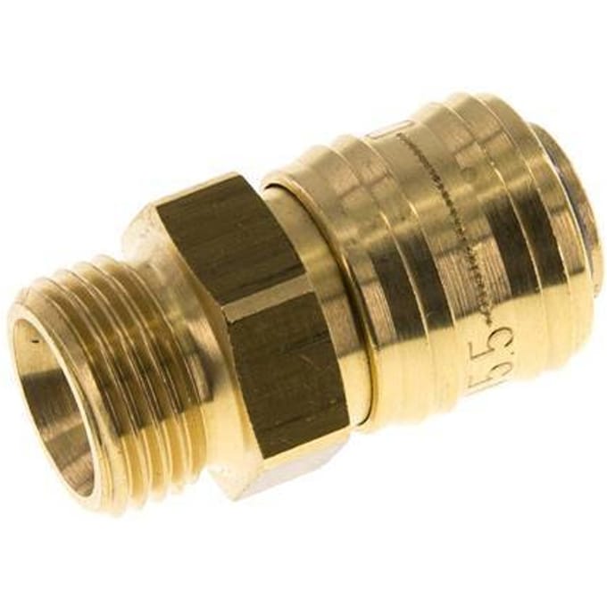 Messing DN 5.5 (Orion) Luchtkoppeling Snelkoppeling G 1/2 inch Buitendraad