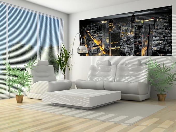 City Frankfurt Skyline Night Lights Photo Wallcovering