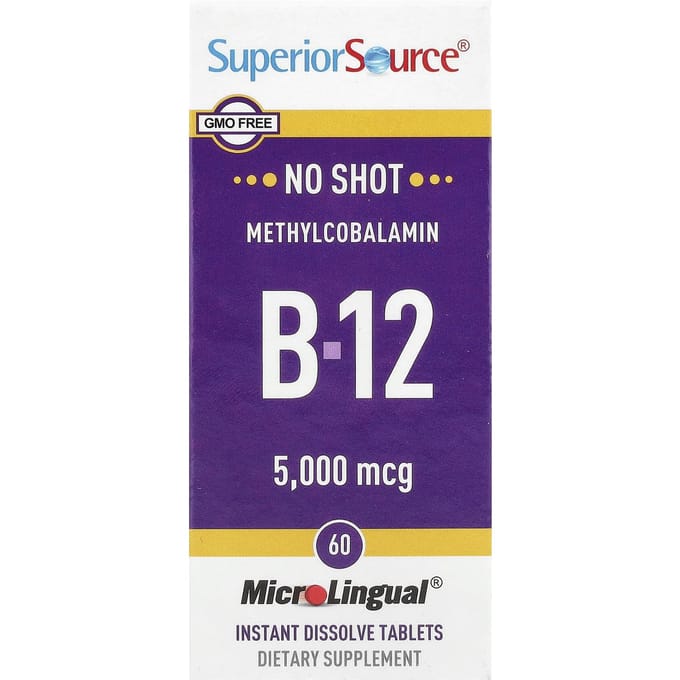 Methylcobalamine B-12, 5.000 mcg, Microlingual® Snel Oplossende Tabletten, 60 Tabletten