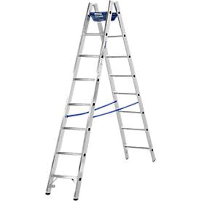 Dubbele trapladder, 2 x 7 sporten, + toolbag GRATIS