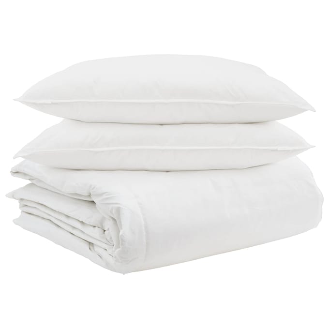 vidaXL - Deken - Set - met - kussen - 3 - st - Wit - Donsveer
