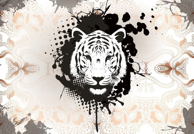 Fotobehang Tiger Abstract | XL - 208cm x 146cm | 130g/m2 Vlies