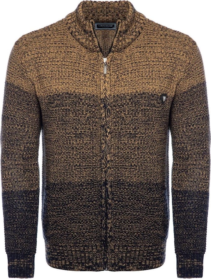 Carisma Heren Vest Opstaande Kraag Gebreid Camel 7778 - L