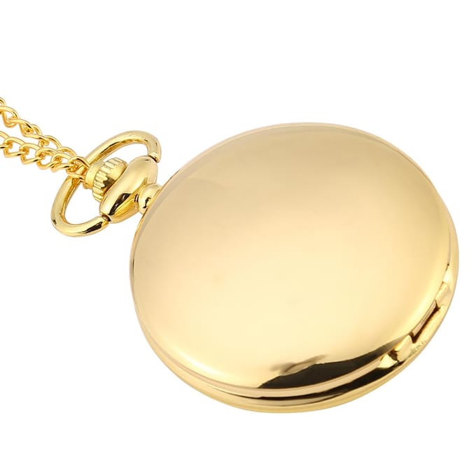 Klassiek Kwarts Analoog Glad Zakhorloge Kettinghanger met Ketting Goud beige
