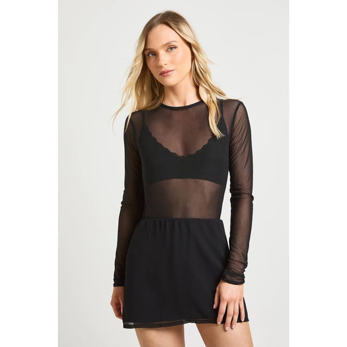 boohoo Dames Petite Chiffon Minirok | Black | Maat: 8