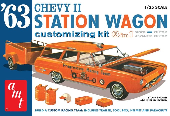 AMT Modelbouwpakket Militaire voertuigen - 1201 1963 Chevy II Station Wagon Car Plastic - 1:25 - Modelbouw