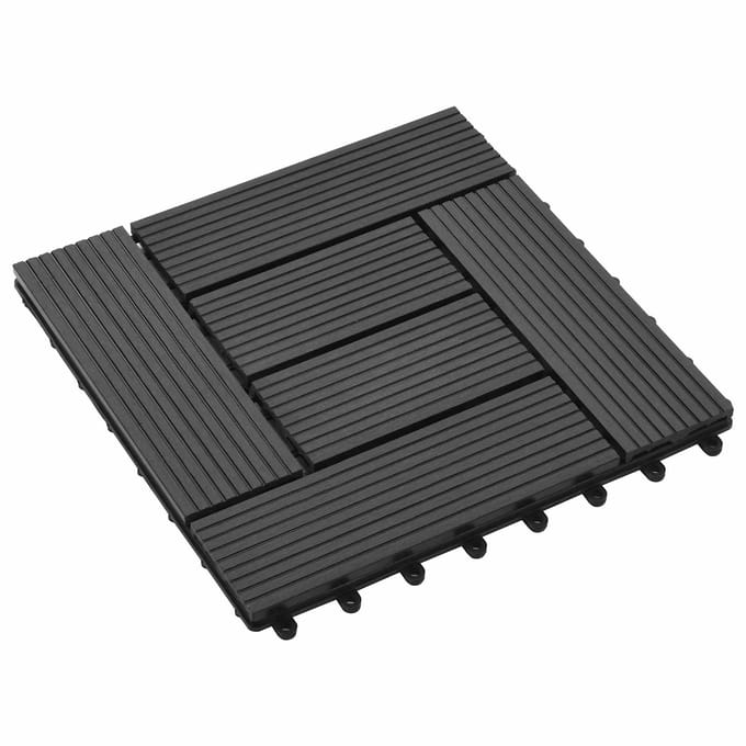 vidaXL - Terras - Tegel - 11 - st - Zwart - 30 - x - 30 - cm - WPC