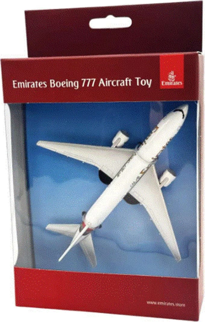 speelgoedvliegtuig Emirates Boeing 777 lengte 14cm