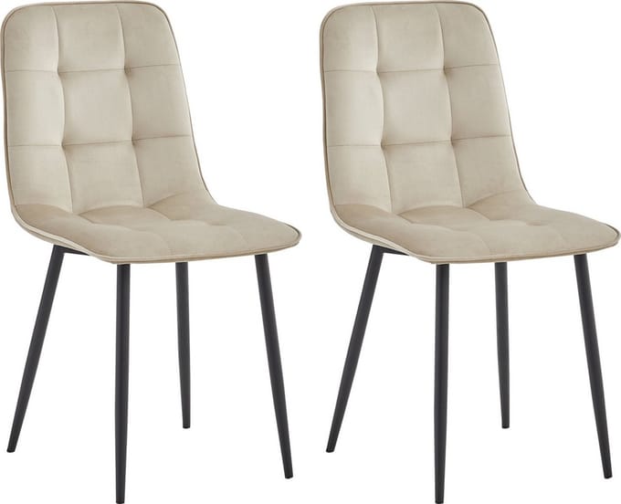 Colenis - Ela Eetkamerstoel - Set Van 2 - Beige - Velvet - Design