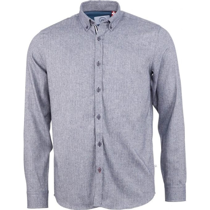 Kronstadt Heren Overhemd Johan Grijsblauw Herringbone Regular Fit - S