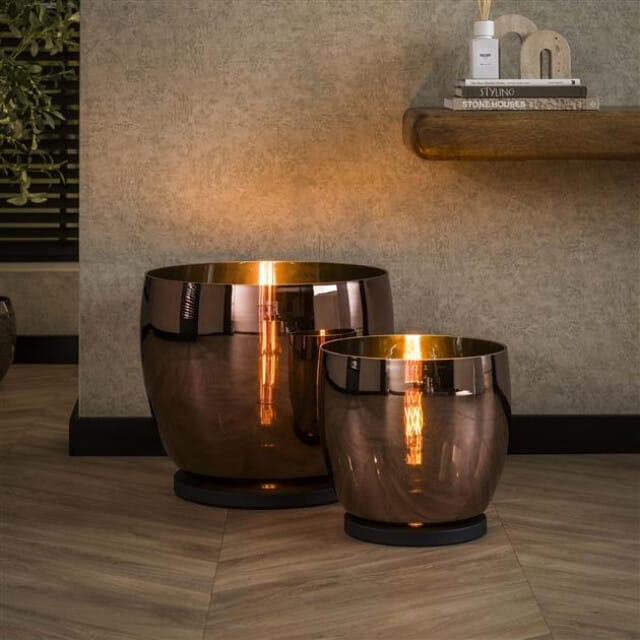Hoyz Collection - Vloerlamp UP XL - Koperkleurig Glas - Ø33