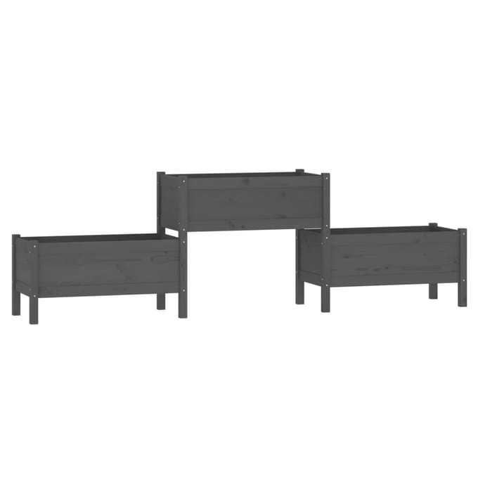 vidaXL - Plantenbak - 245,5x44x75 - cm - massief - grenenhout - grijs