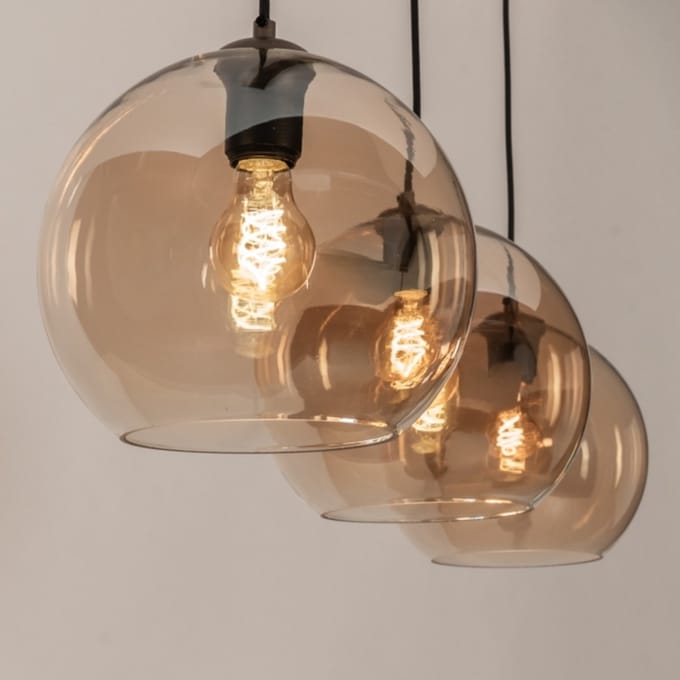 Lumidora Hanglamp 75779 - LILY - 3 Lichts - E27 - Bruin - Geel - Metaal