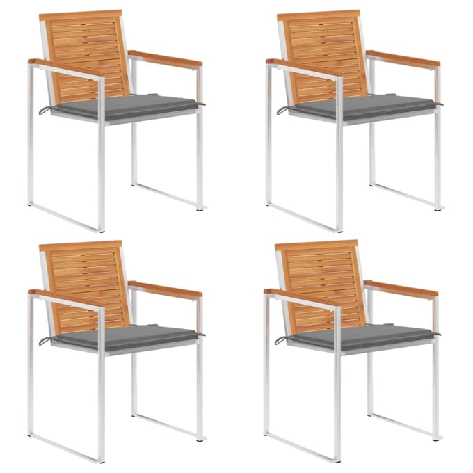 vidaXL - Tuinstoelen - 4 - st - met - kussens - massief - acaciahout
