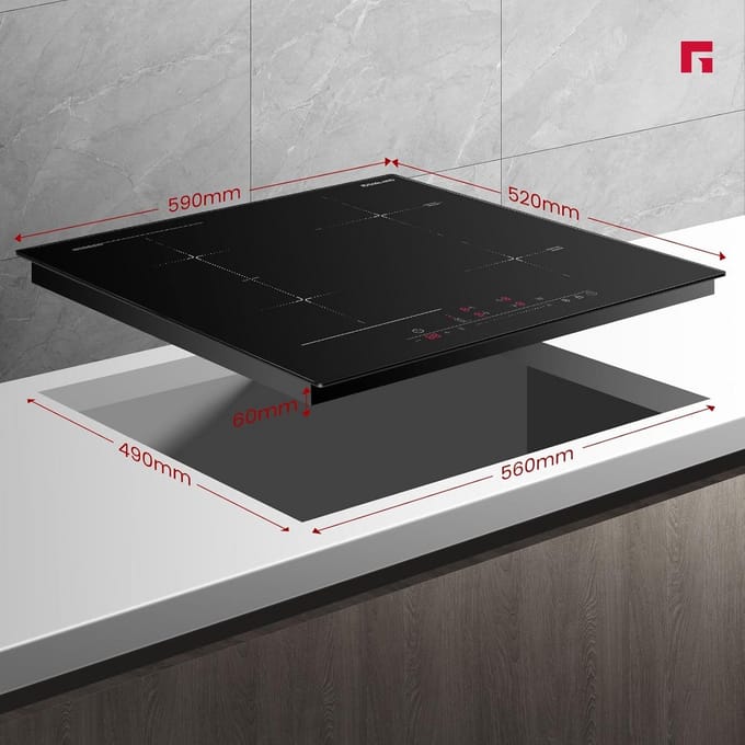 60 cm Inbouwhangplaat met Flexibele Zone en 4 Kookzones