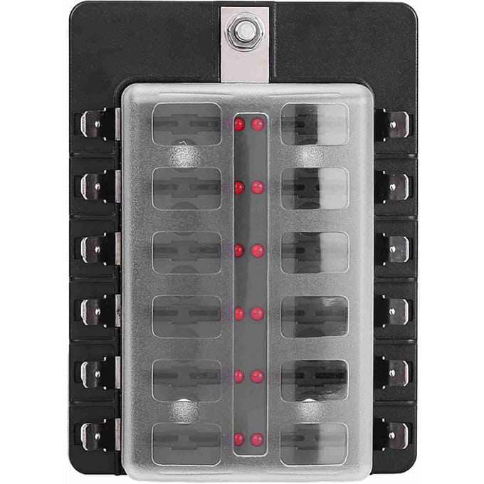 12-weg Circuit Blade Zekeringkast Standaard ATO ATC Blok Houder Kit met PC Terminal voor Auto Boot gray