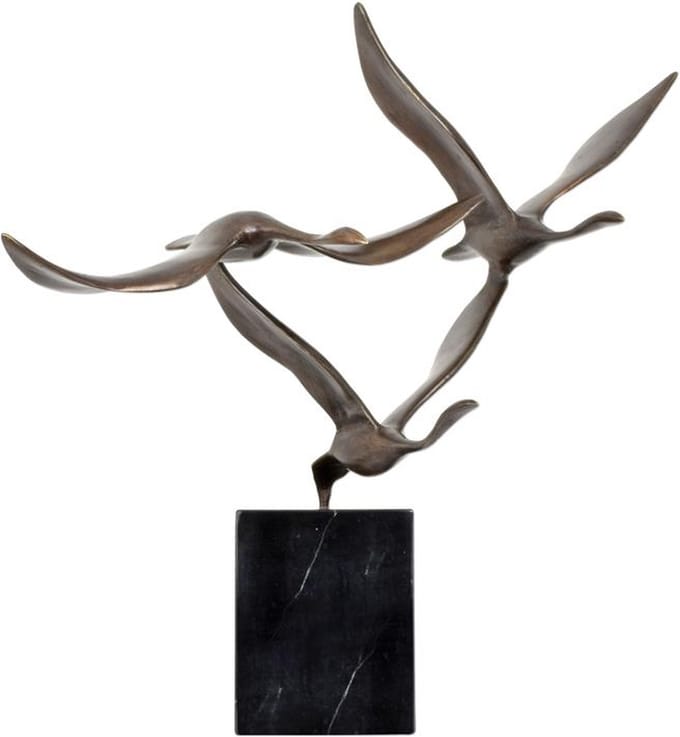 Brons beeld - vliegende ganzen - modern - sculptuur - 50 cm hoog