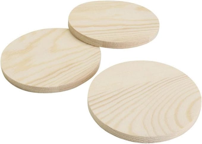 CC Houten Onderzetters Rond 9 cm Naturel per set van 5