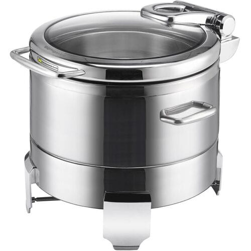 GGM Gastro Edelstahl Chafing Dish - Rund - mit Soft-Close-Glasdeckel Zilver