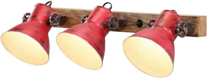 Wandlamp - Muurverlichting Armatuur - Sfeerverlichting Creëren - Drie Lampenkappen - 65x25 cm - Verweerd Rood