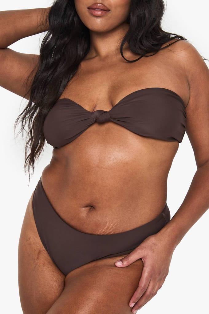 boohoo Dames Plus Swimwear Essentials High Waist Brief | Chocoladebruin | Maat: 50