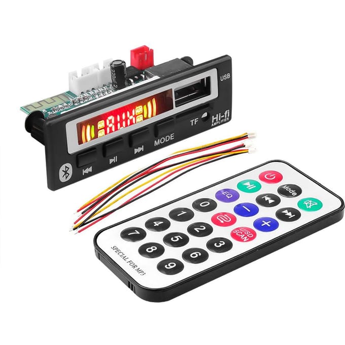 Carte décodeur MP3 Bluetooth 5.0 Lecteur de musique sans fil pour voiture avec écran couleur Module radio USB TF FM Audio pour voiture black